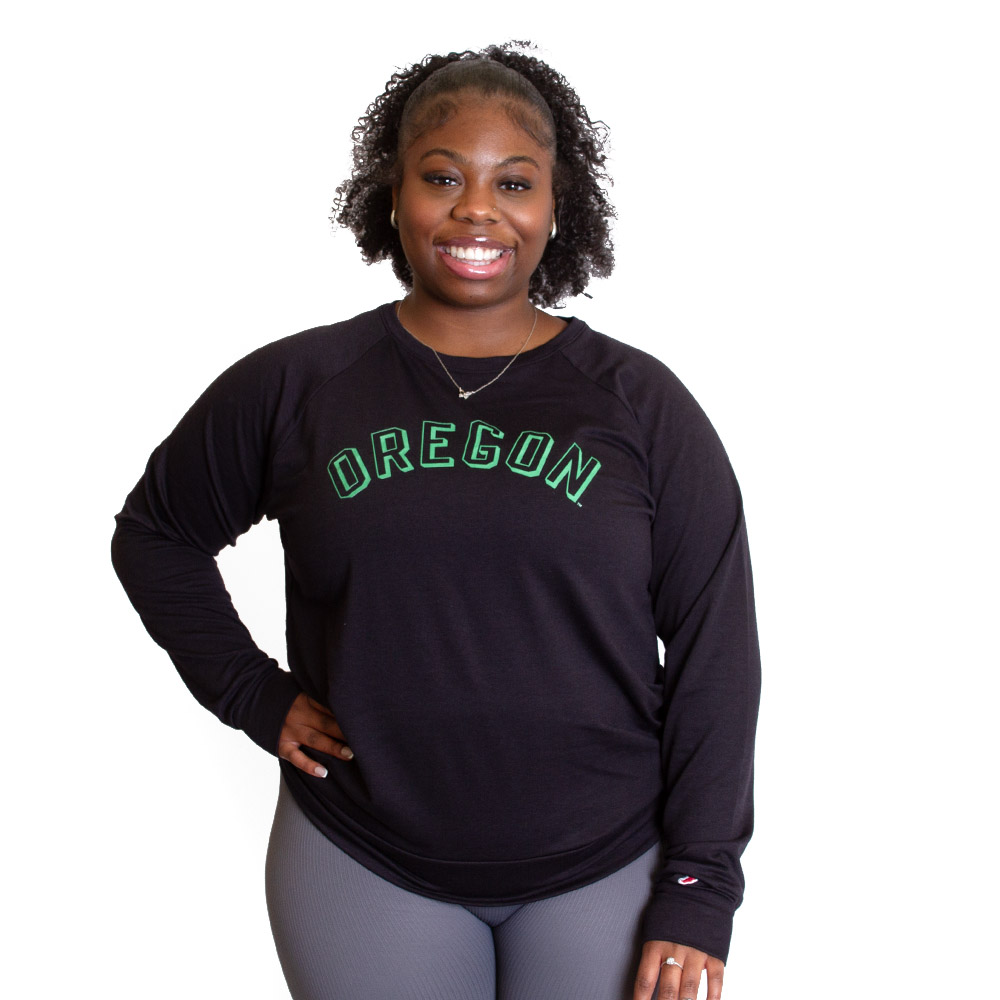 Arched Oregon, League, Black, Long Sleeve, Polyester Blend, Women, Outline, All Day, T-Shirt, 813939
